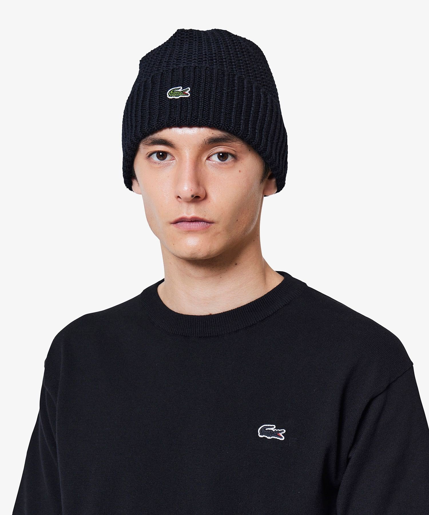 Трикотажная футболка из смешанного меланжевого трикотажа в трех цветах LACOSTE, Black — фото 3