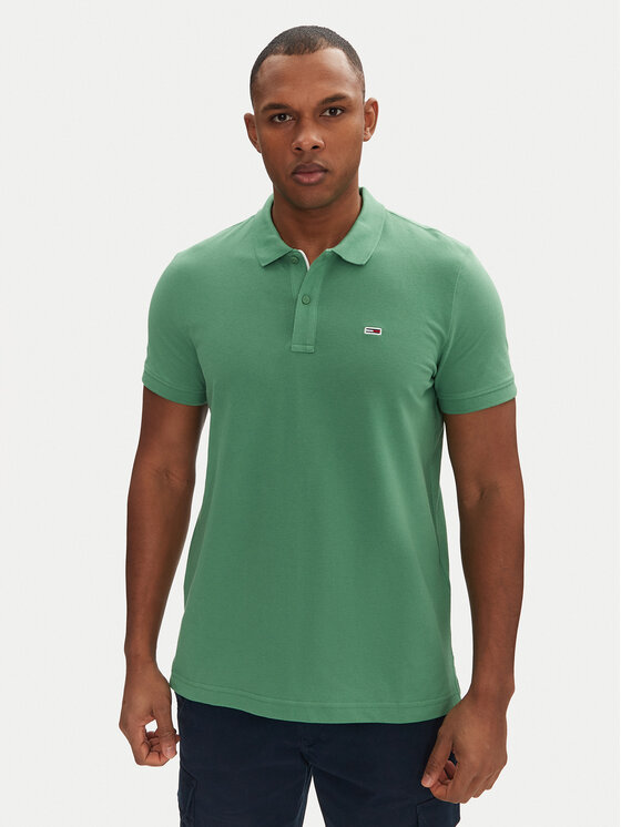 

Рубашка поло облегающего кроя DM0DM20676 Tommy Jeans, зеленый