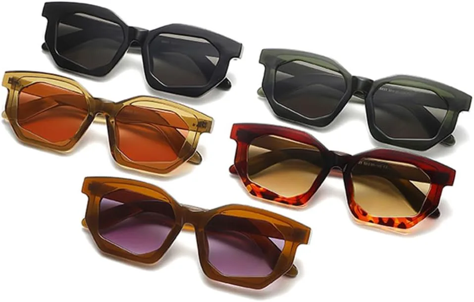 

Винтажные солнцезащитные очки Polygon для женщин, градиентные линзы, защита от УФ-излучения UV400, для мужчин, с заклепками, в стиле панк LANGSER, Tea Red Tea