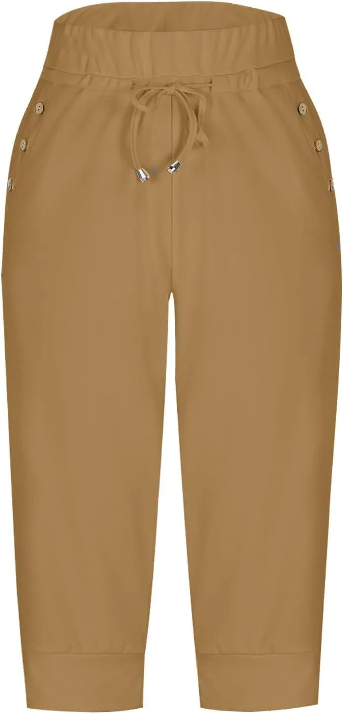 Шорты для женщин с высокой талией, Capri, цвет 1c-khaki — фото 2