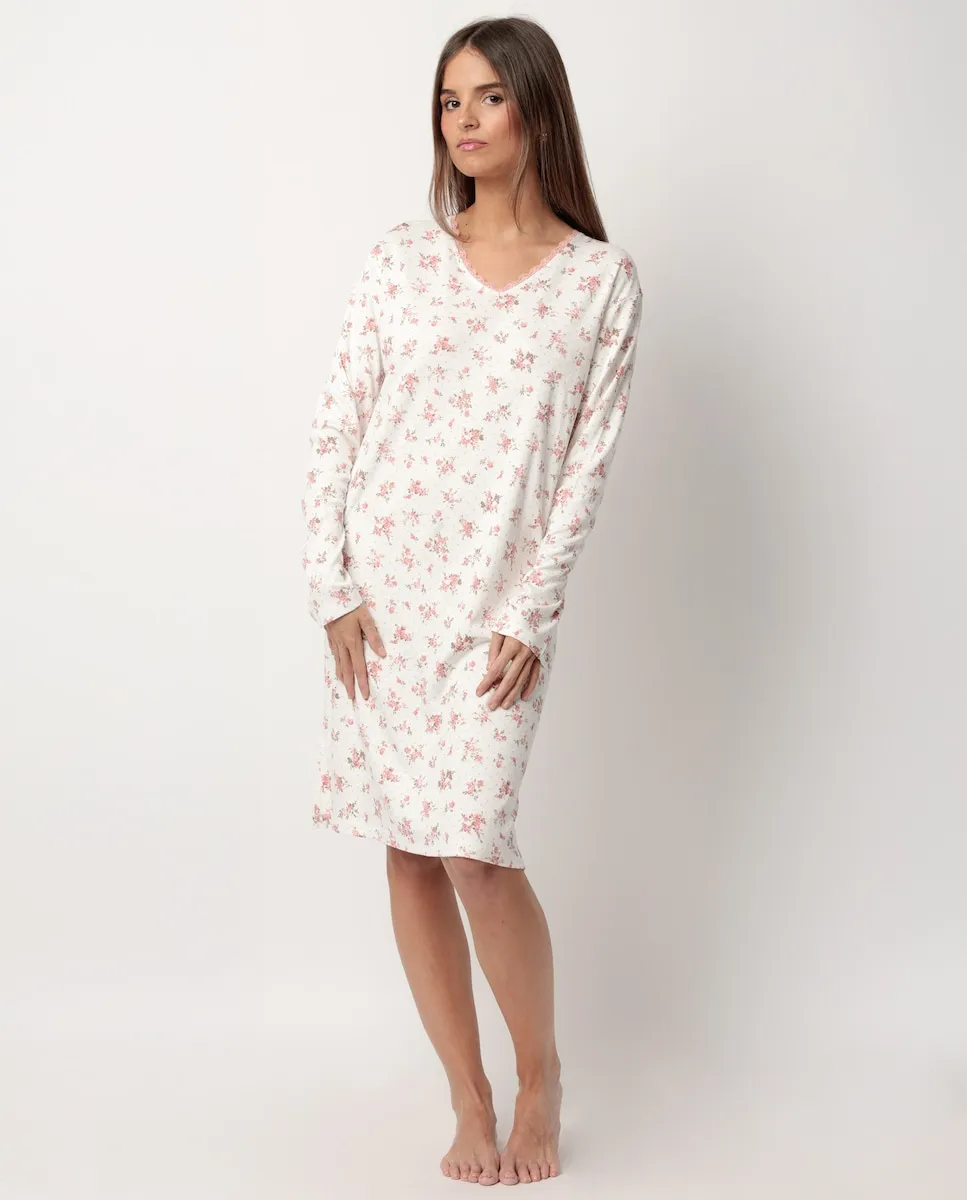 

Длинная женская ночная рубашка из вязкой вискозы кораллового цвета Admas