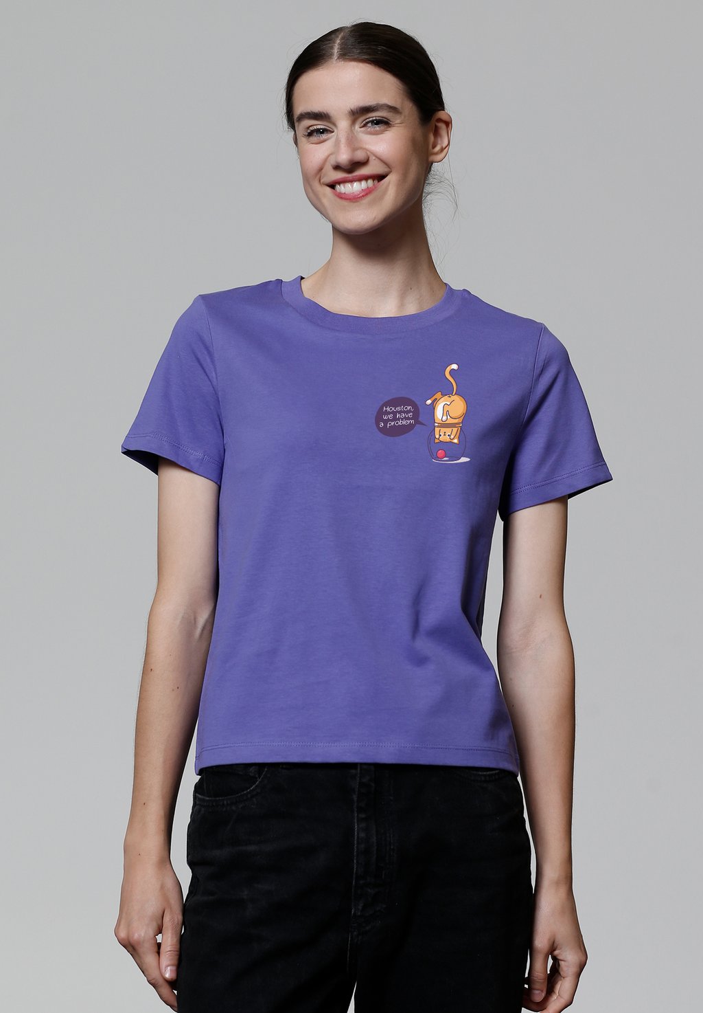 

Футболка с принтом FUNNY CAT watapparel, фиолетовый