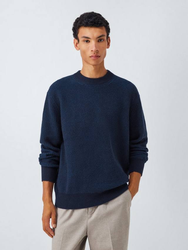 

Джемпер с воротником-гольф и вафельной текстурой из кашемира John Lewis, Navy