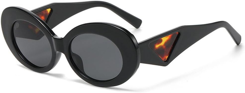 

Ретро овальные солнцезащитные очки с контрастными цветами для женщин, модные очки «кошачий глаз» для мужчин, трендовые градиентные очки, защита от ультрафиолета UV400 TVTBBVV, Black