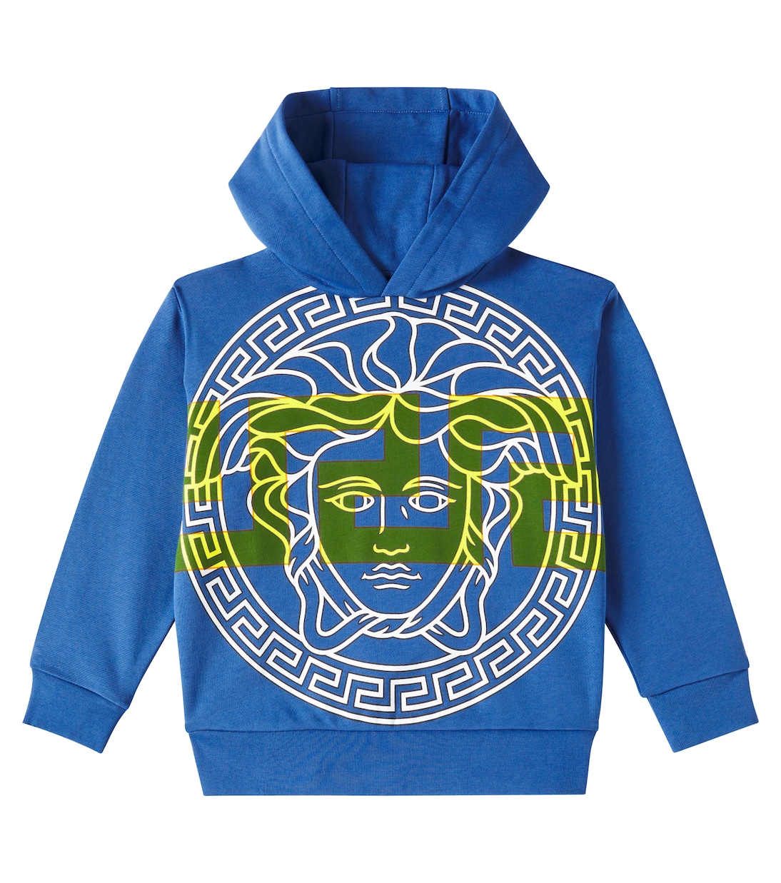 

Хлопковая флисовая толстовка с изображением Медузы Versace Kids, Workwear Blue + Multicolor