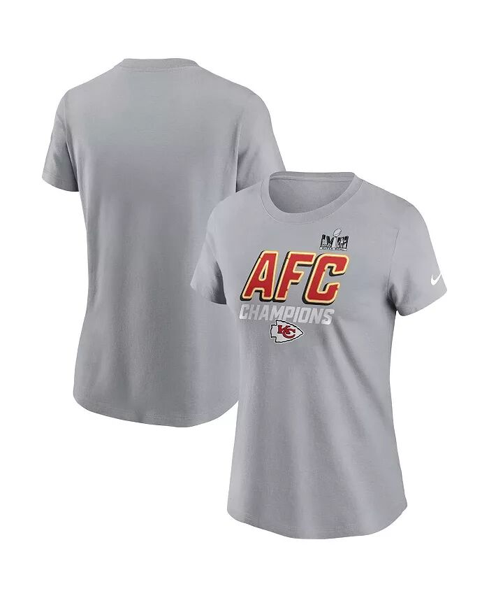 

Женская серая футболка Kansas City Chiefs 2023 AFC Champions Iconic Nike