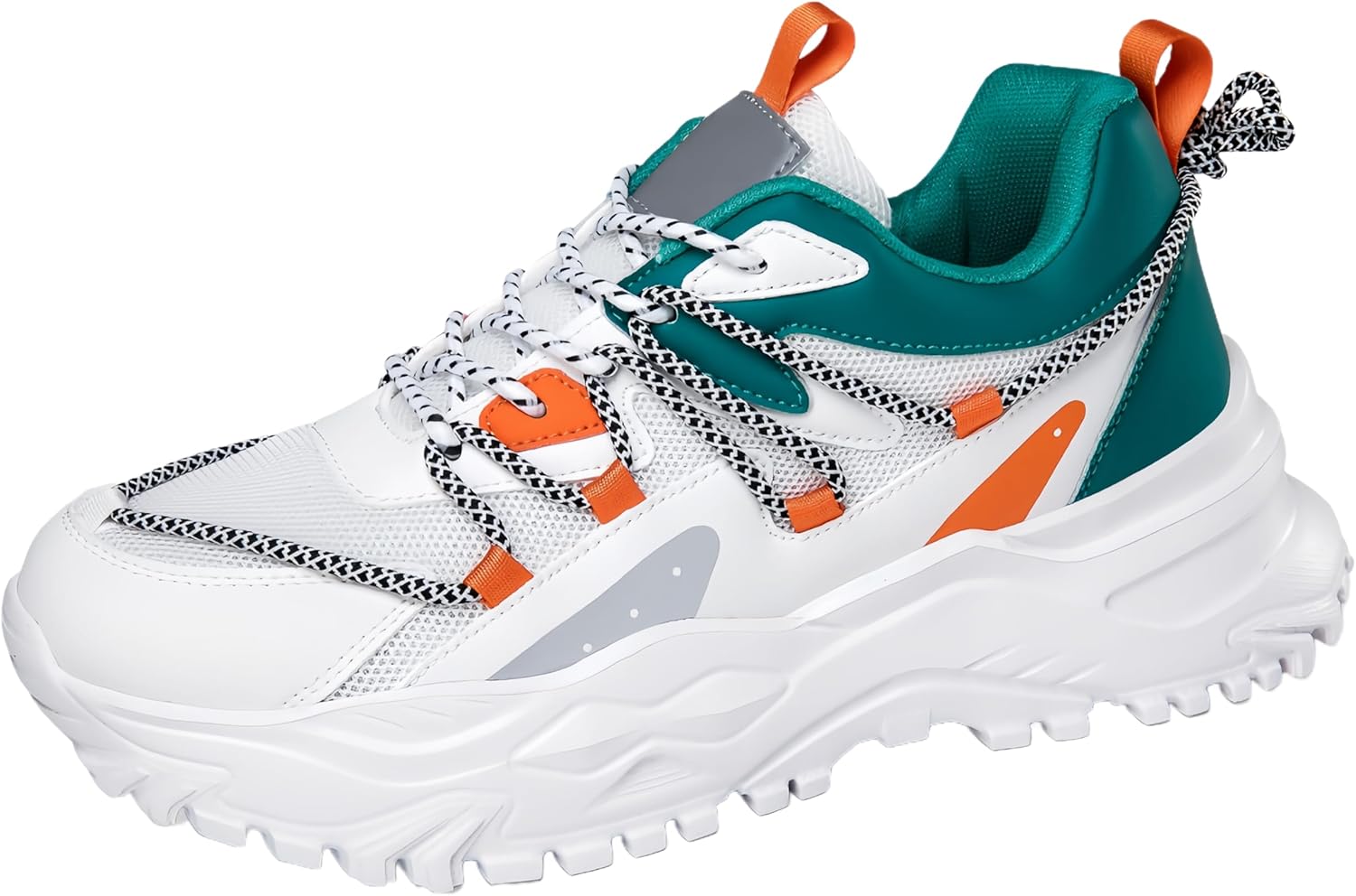 

Мужские спортивные кроссовки большого размера, многоцветные, с комфортной толстой подошвой, прочной и противоскользящей подошвой из EVA, с изысканной текстурой, подходят для активного отдыха на улице Clolinde, белый/зеленый