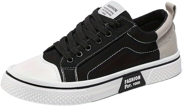 

Мужские дышащие кеды из холщовой ткани, повседневные и спортивные, с мягкой резиновой подошвой и шнуровкой, низкий верх - идеальны для работы и отдыха Fmshi, черный