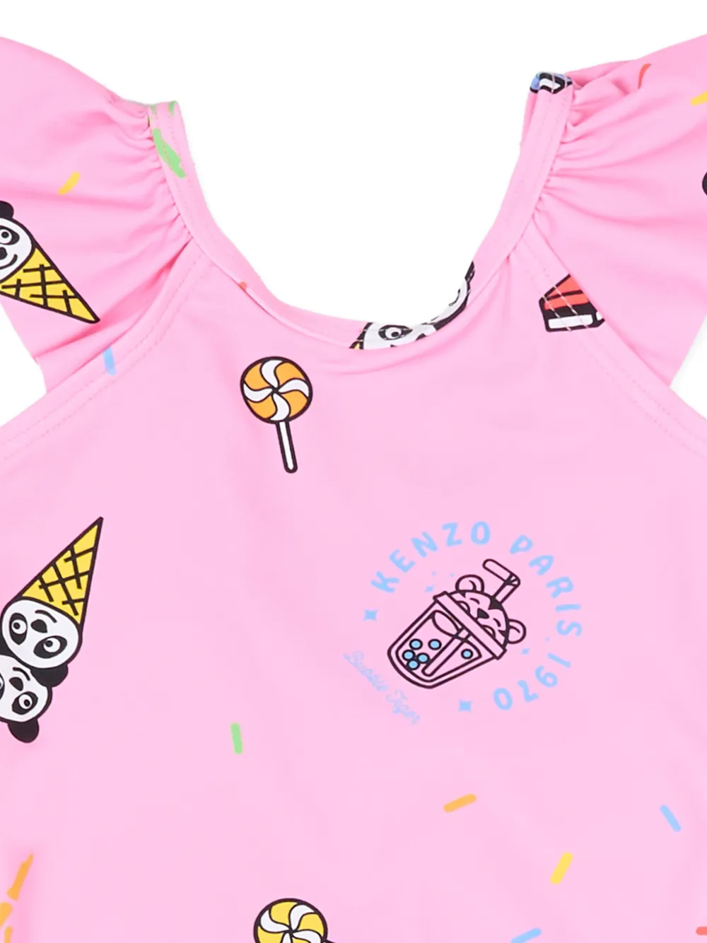 Купальник с оборками и принтом Kenzo Kids, розовый — фото 3
