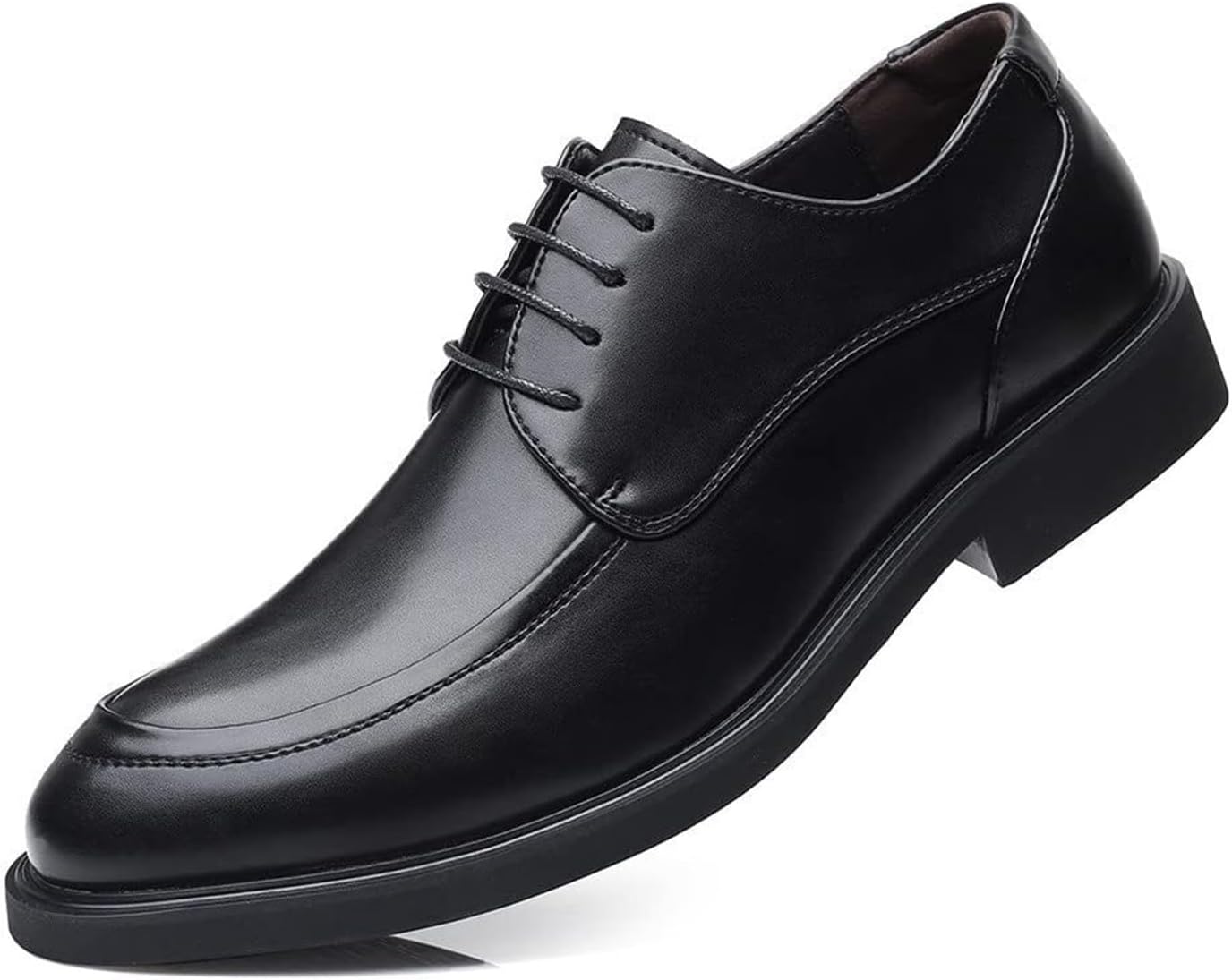 

Мужские винтажные кожаные дерби оксфорды на шнуровке, формальные и повседневные туфли с круглым носком для работы Generic, черный