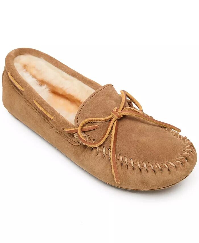 Женские тапочки-мокасины из овчины с мягкой подошвой Minnetonka, бежевый