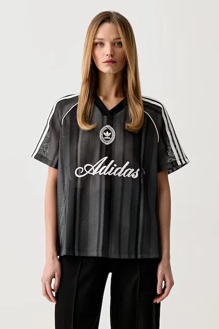 Футболка с ажурным узором T-shirt damski ażurowy Adidas Originals, серый