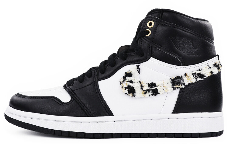 

Кроссовки Air JORDAN 1 Vintage Basketball Shoes Women's High-Top Black White Gold