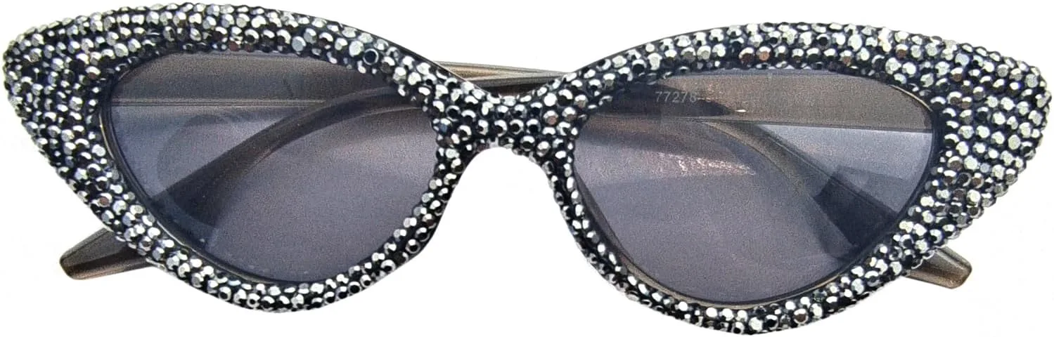 

Солнцезащитные очки COTIA «Кошачий глаз» со стразами для женщин, блестящие, сверкающие, с кристаллами и бриллиантами, модные солнцезащитные очки для вечеринок, Black