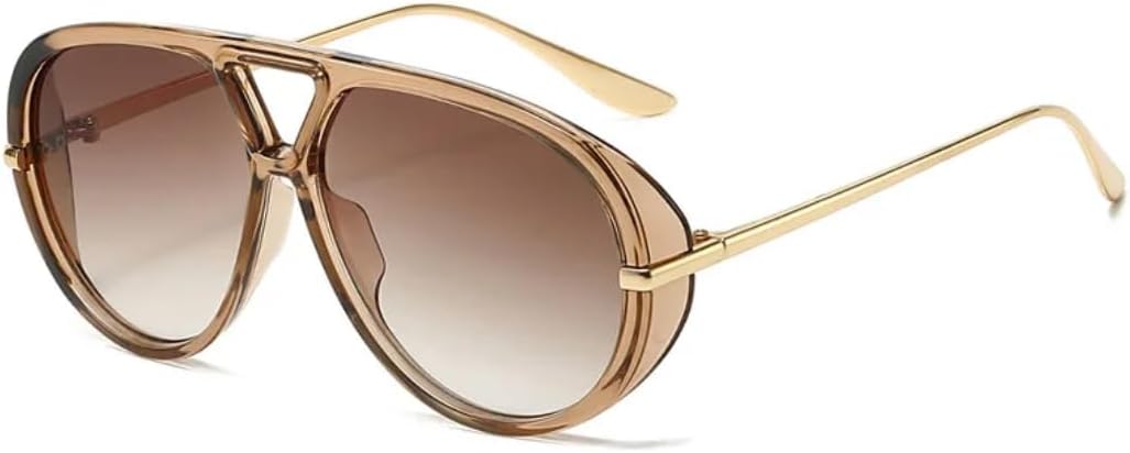 

Мужские солнцезащитные очки с двойной перемычкой большого размера в стиле ретро, ​​оранжевые, модные, солнцезащитные очки с защитой от УФ-излучения UV400 VRTRFFTR, Clearbrown-brown