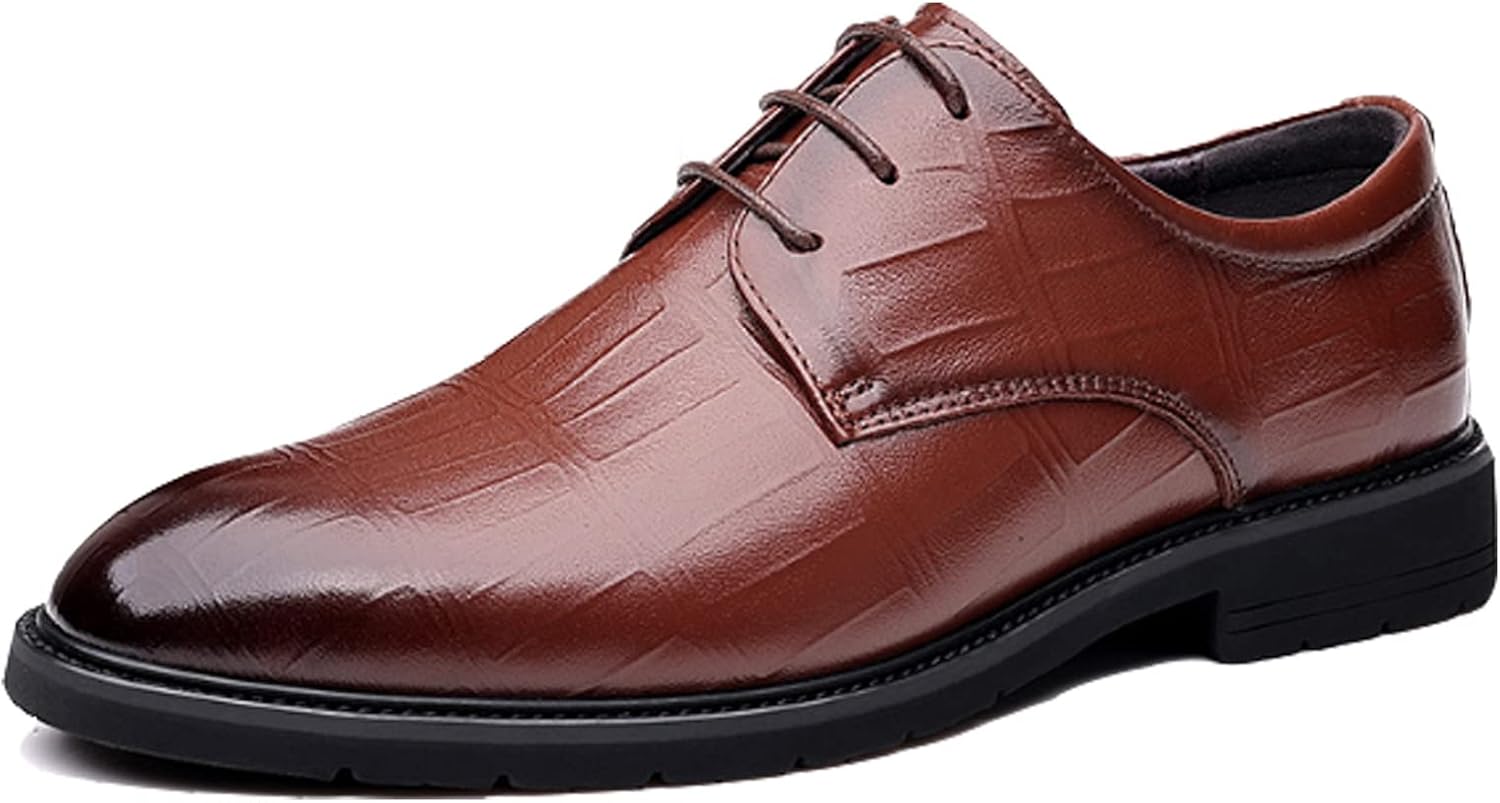 

Мужские дерби с клетчатым узором PURCHAWEE, классические туфли, кожаные с тиснением, с закругленным носком, на шнуровке, с каблуком-блоком, противоскользящие, для деловых и формальных мероприятий, коричневый