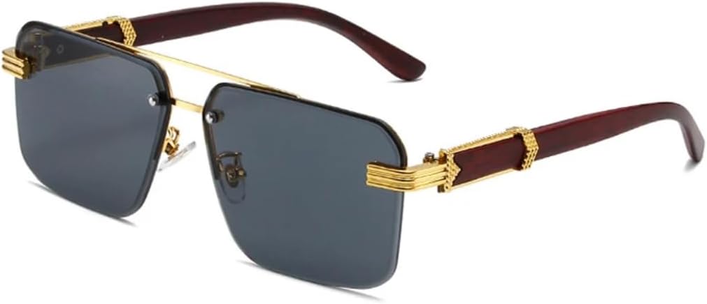 

Солнцезащитные очки с защитой от УФ-излучения UV400 | Без оправы, в стиле панк, с разноцветными линзами | Для женщин и мужчин, для занятий спортом на открытом воздухе и вождения DSVIGF, Gold-black.