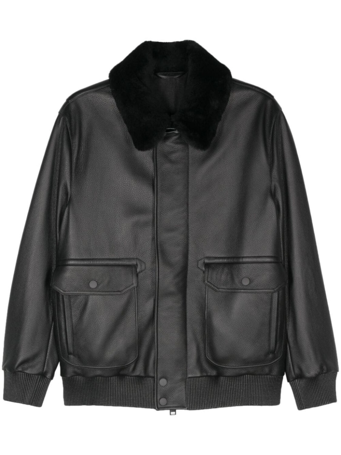 

Brioni кожаная куртка на молнии, черный