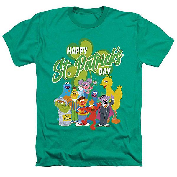

Футболка для взрослых Sesame Street St Patrick's Day Big Bird Elmo Cookie Monster Heather Licensed Character