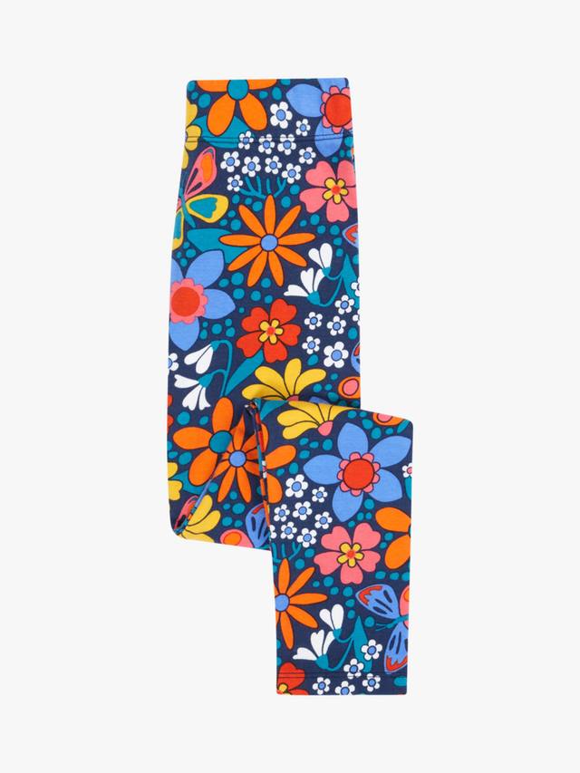 

Детские легинсы Leona из хлопковой смеси Frugi, Navy/Retro Floral