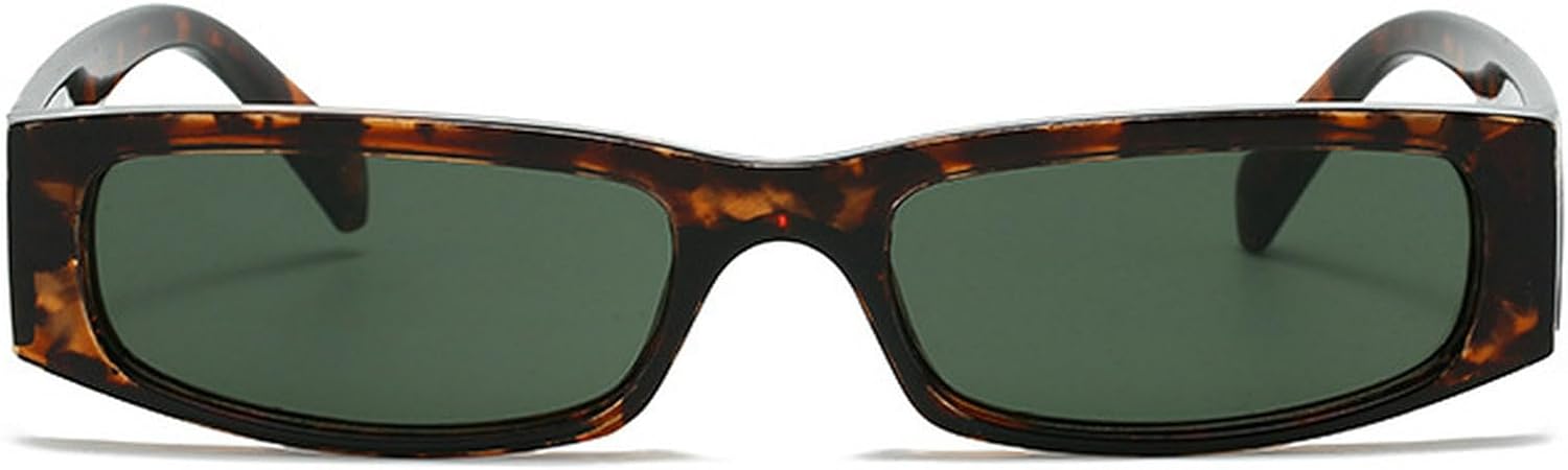 

Ретро-солнцезащитные очки маленького прямоугольного размера для женщин и мужчин, узкая квадратная оправа, винтажный дизайн, женские солнцезащитные очки mincl, Leopard Green