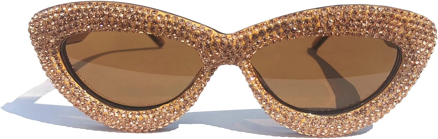 

Солнцезащитные очки Willochra «Кошачий глаз» с блестящими кристаллами для женщин, солнцезащитные очки со стразами, сексуальные очки для вечеринки с бриллиантами и украшениями в виде губ, Brown