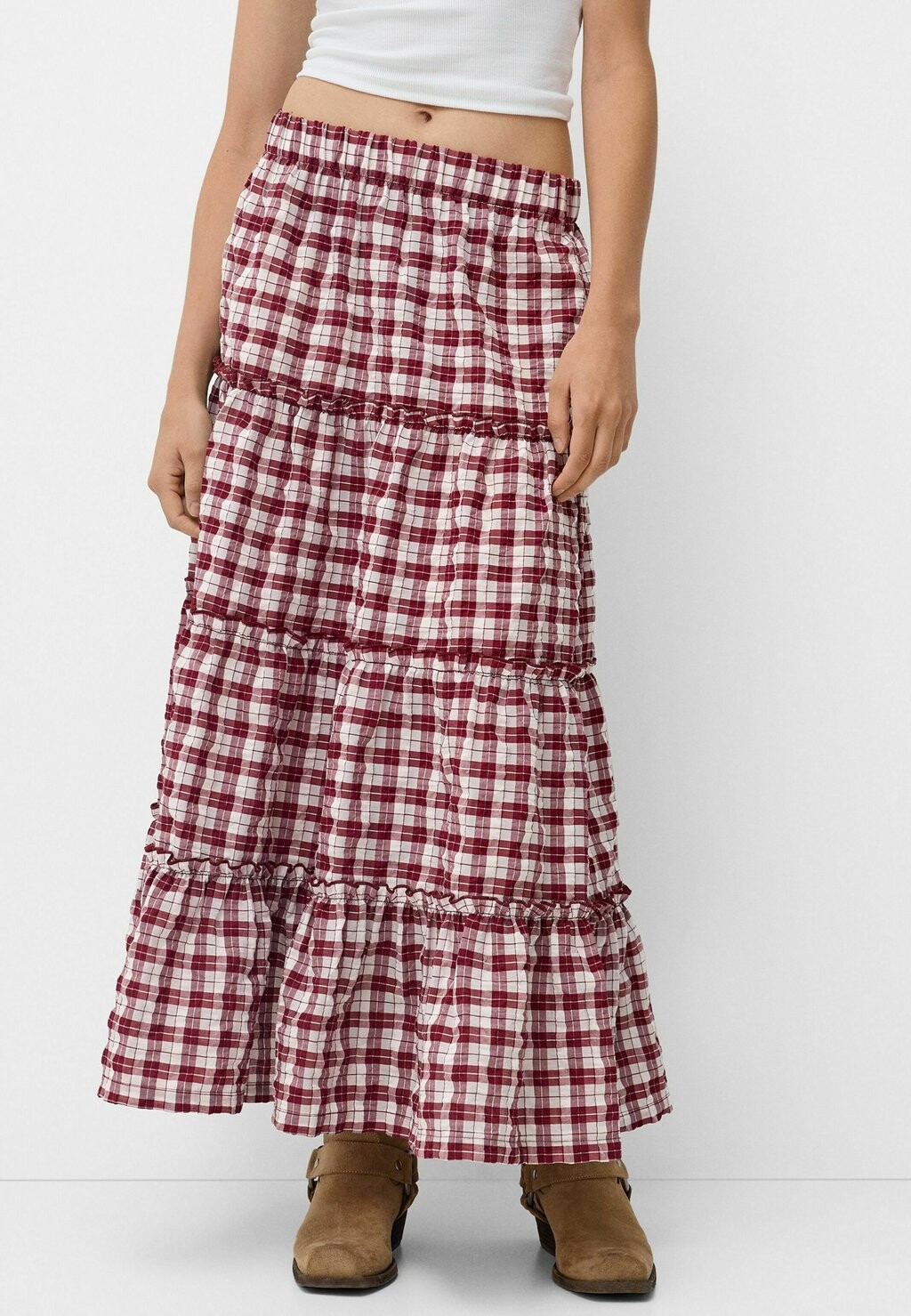 

Юбка А-силуэта CHECK Bershka, Бордо