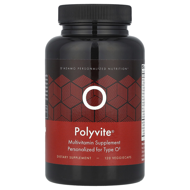 

D'adamo, Polyvite O, мультивитаминная добавка, 120 растительных капсул