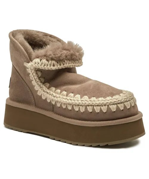 Кожаные зимние ботинки Mini Eskimo на платформе Mou, серый