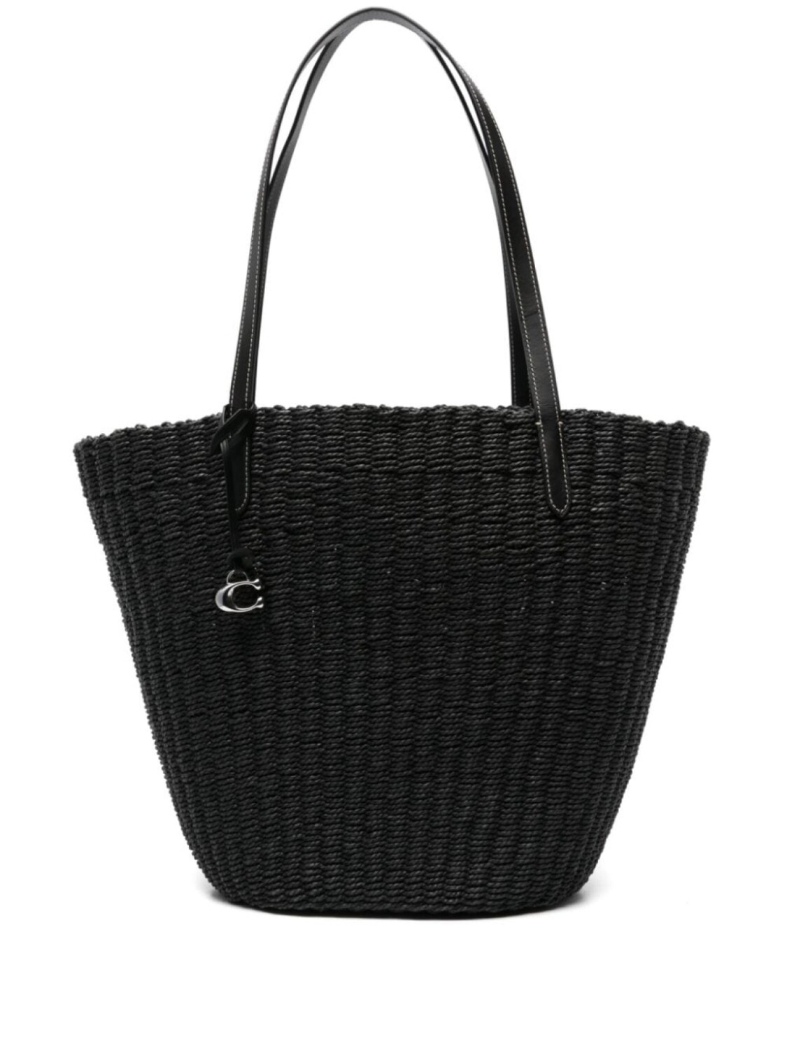 

Coach соломенная сумка-тоут, черный