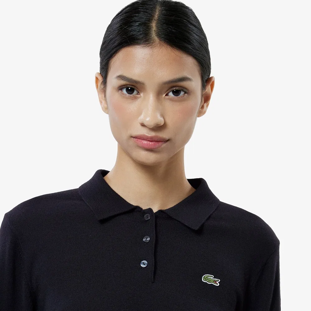 Свитер женский Lacoste поло, базовый, черный — фото 2