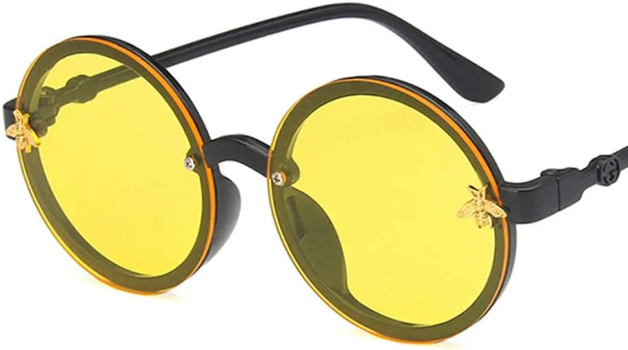 

Солнцезащитные очки Shiratori унисекс в стиле ретро, ​​черные с серыми линзами, для отдыха, круглые, неполяризованные, с защитой от УФ-излучения UV400, Black Yellow