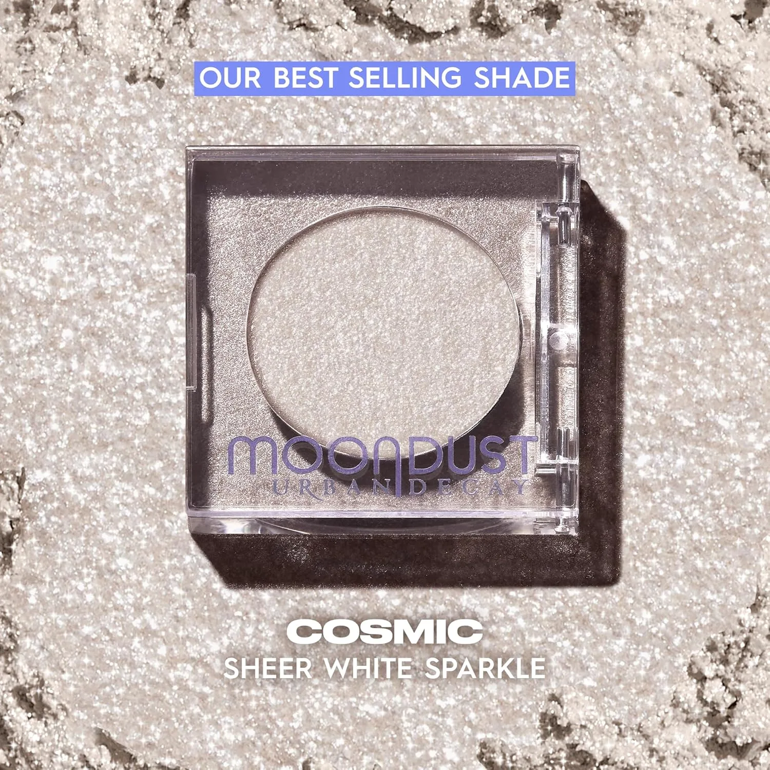 Urban Decay 24/7 Moondust Glitter Eyeshadow Single, Наслаиваемые мерцающие тени для век, стойкий шиммерный финиш, светоотражающее переливающееся покрытие, эффект мокрых глаз - 0,06 унции 3.40 г (2 шт.), Cosmic (Sheer White Sparkle) — фото 3