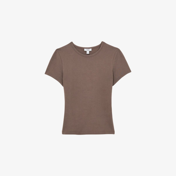 

Футболка Jolie из хлопкового джерси, облегающего кроя Reiss, цвет mink