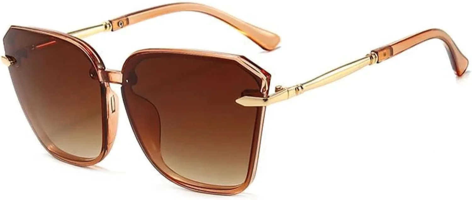 

Солнцезащитные очки в крупной металлической оправе для мужчин и женщин, модные, для улицы, фотосъемки, защиты от УФ-излучения UV400 generic, Tea Gradient Tea