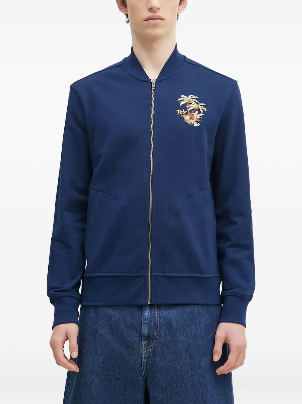 

Вышитый свитер на молнии POLO RALPH LAUREN, синий