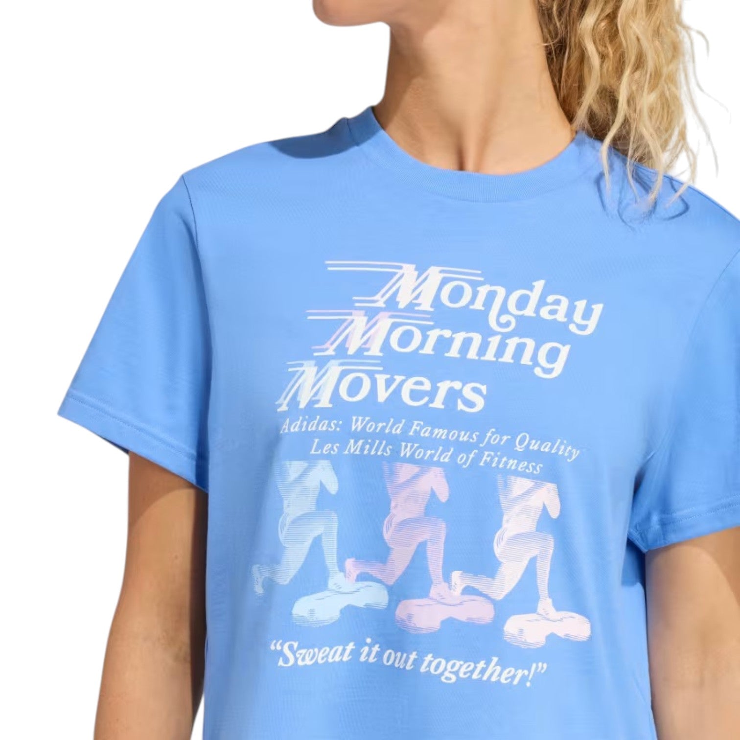Футболка (WMNS) adidas x Les Mills Movers Graphic T-Shirt 'Blue Fusion' — фото 4