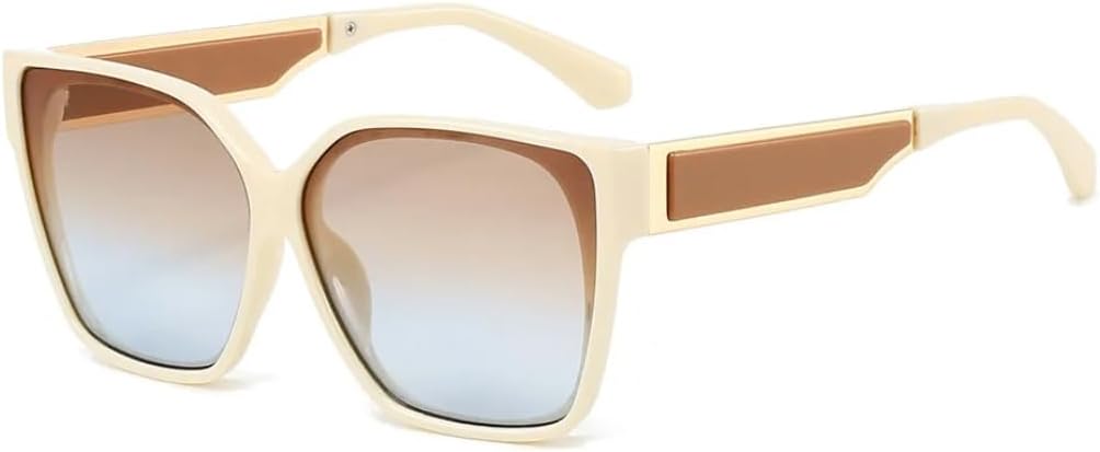 

Ретро-солнцезащитные очки с градиентом конфетных цветов для женщин, качественная контрастная оправа для мужчин, модные очки с защитой от УФ-излучения UV400 SZVVBKK, Beige Blue