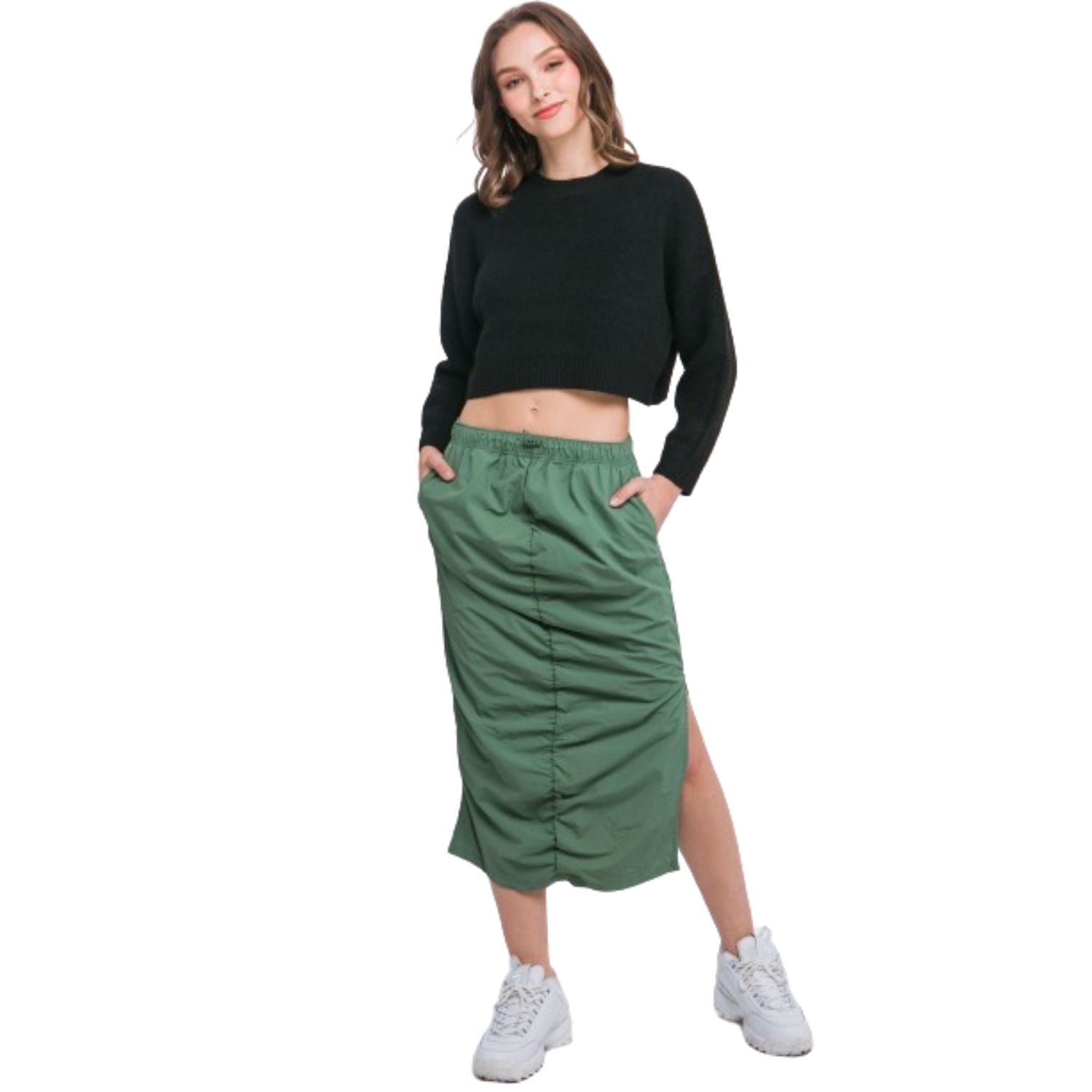 

Укороченный свитер из шерстяной смеси FASHNZFAB, черный