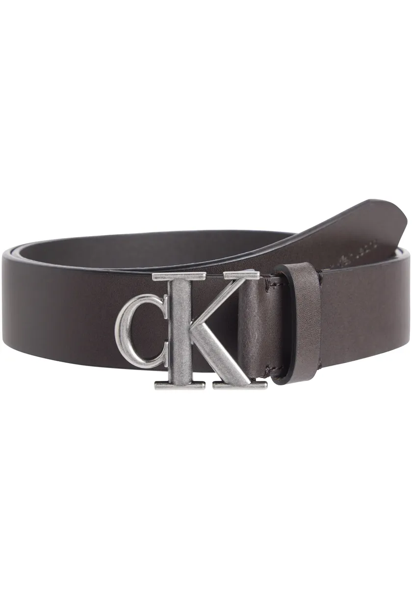 

Кожаный ремень Calvin Klein Jeans "ROUND MONO PLAQUE LTHR BELT 35MM", с пряжкой с логотипом CK, коричневый