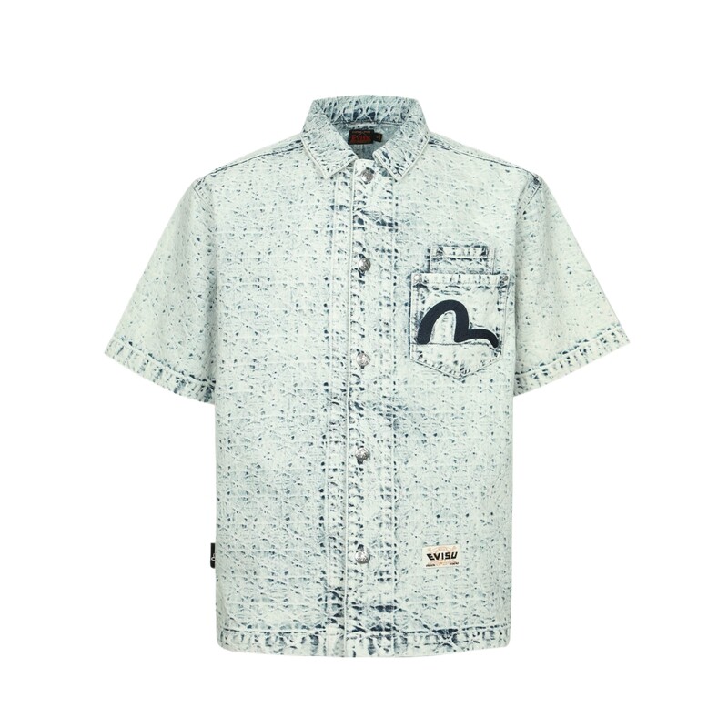 

Рубашка мужская джинсовая синяя Evisu, синий