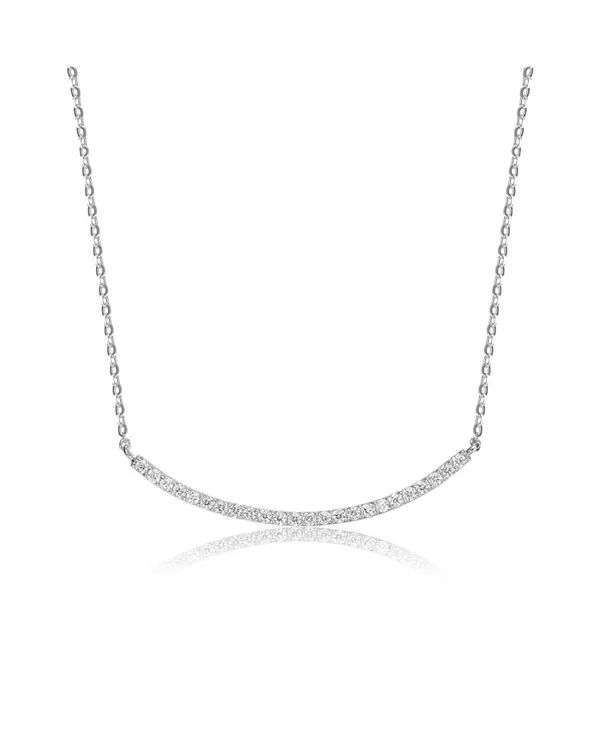 

Классическое свадебное ожерелье из стерлингового серебра с покрытием из белого золота и фианитом в форме изогнутой планки Genevive, silver