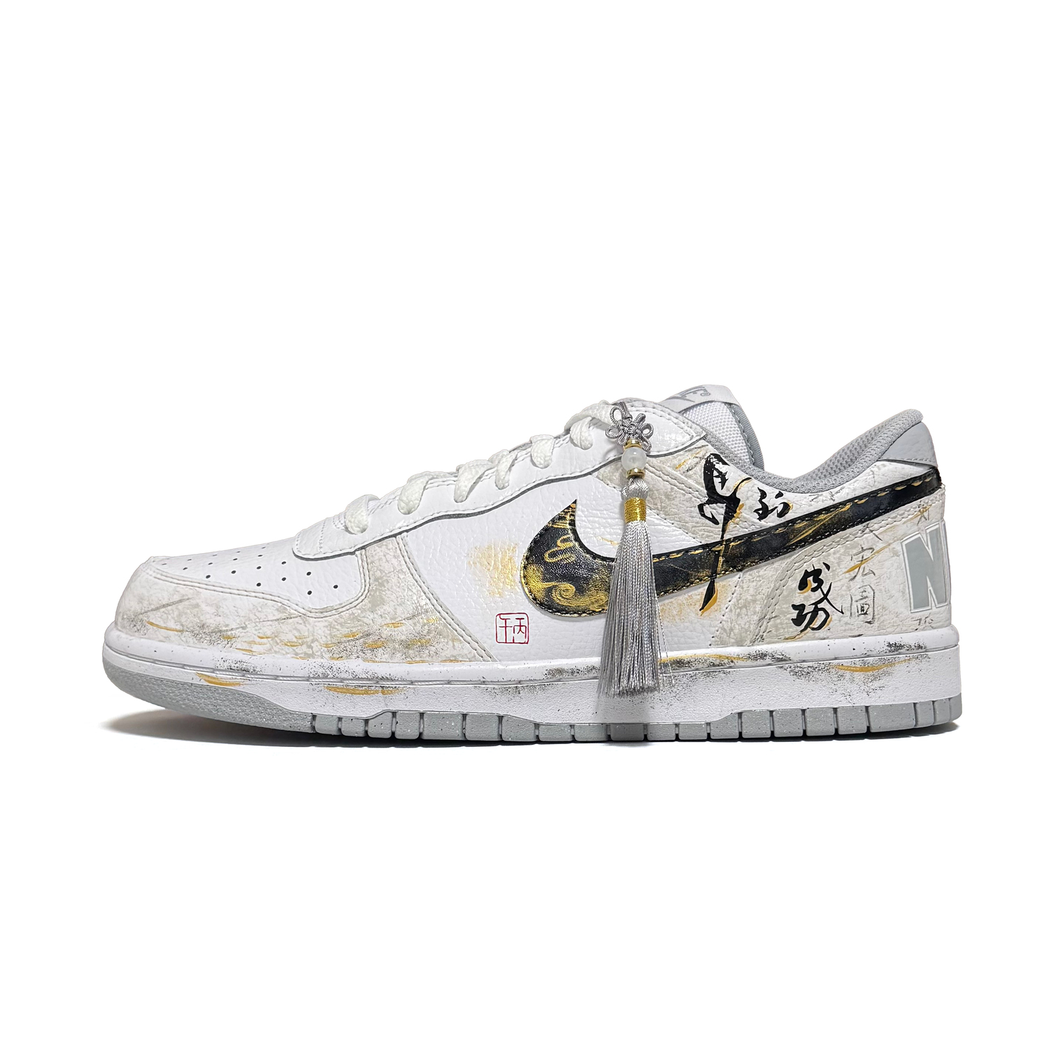 

Nike Big Immediate Success Устойчивые к истиранию низкие кроссовки для скейтбординга мужские бело-серые