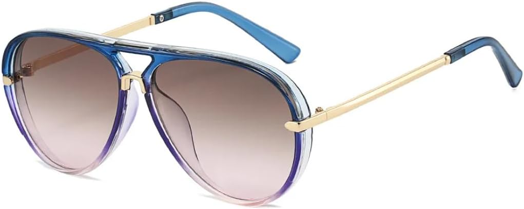 

Модные солнцезащитные очки с двойной перемычкой для женщин, большие солнцезащитные очки в стиле ретро, ​​градиентные, с защитой от УФ-излучения UV400, для мужчин в стиле панк TVTBBVV, Gradient Blue Tea