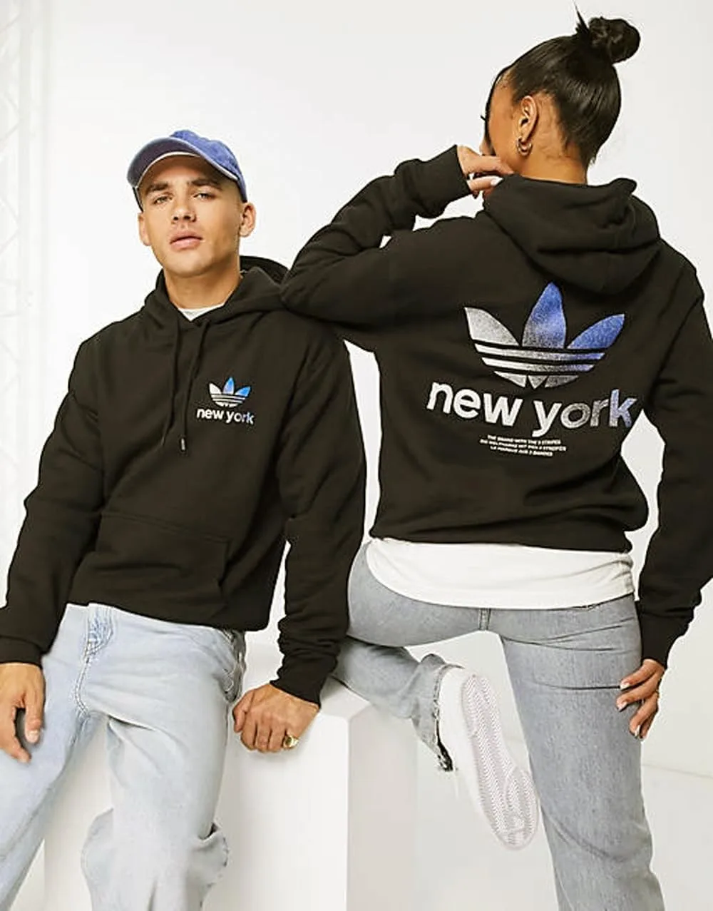 Толстовка adidas Originals City Trefoil New York, черная — фото 3
