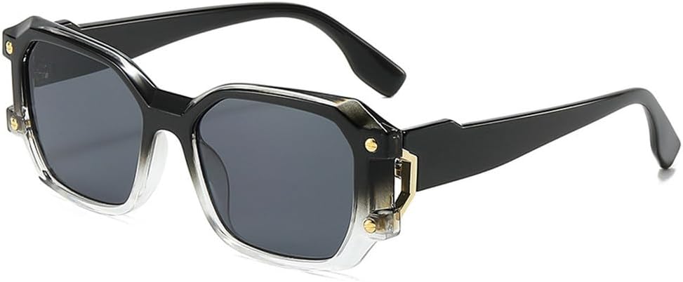 

Роскошные модные двухцветные женские солнцезащитные очки в стиле ретро с заклепками, модные мужские солнцезащитные очки с уникальным дизайном и защитой от УФ-излучения UV400 TKKTLLT, Clear Black