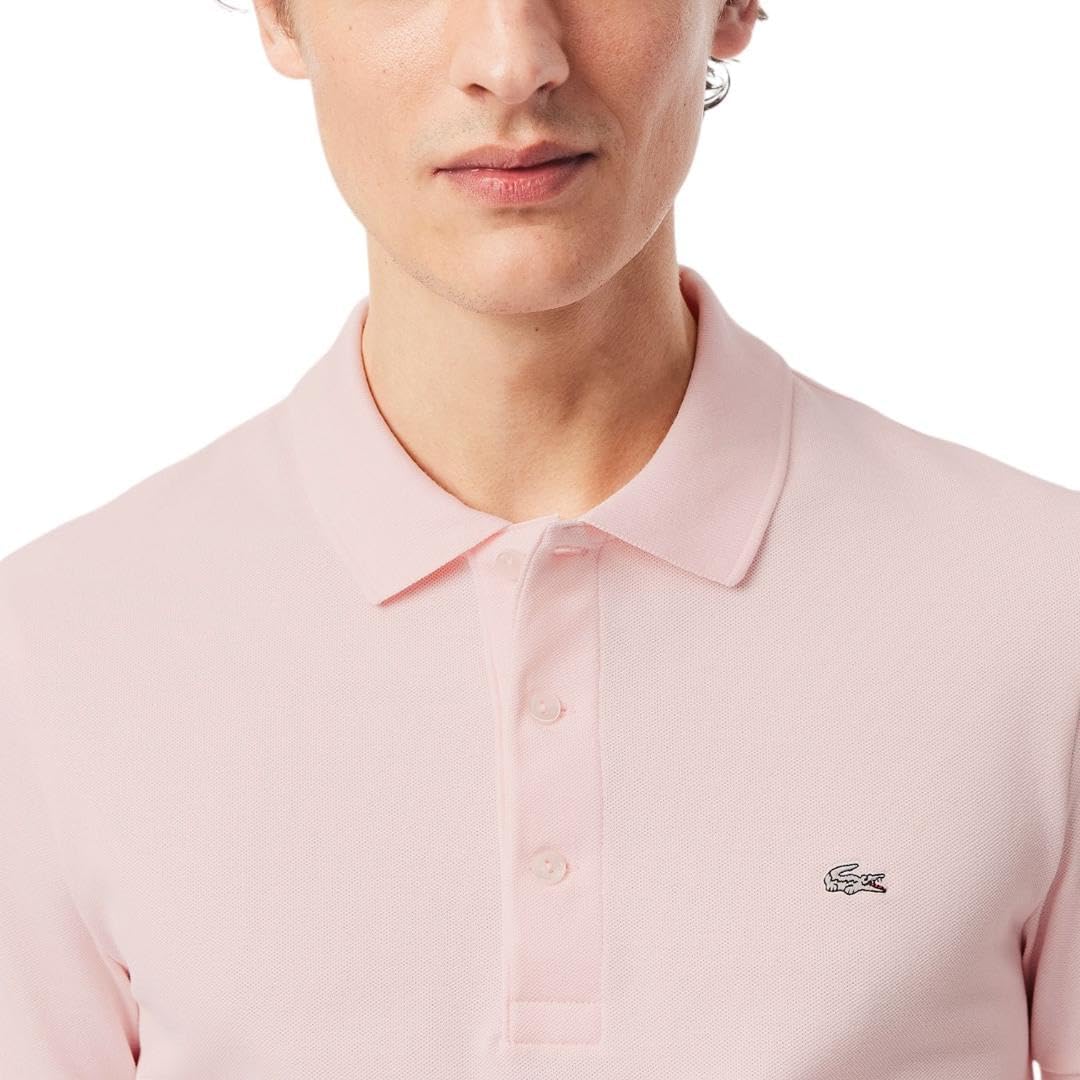 Мужское поло Lacoste с коротким рукавом, эластичное, серое, с крокодиловым принтом, пике, Flamingo — фото 2