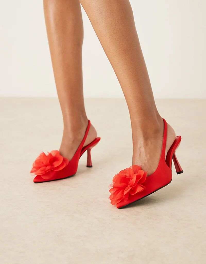 Туфли-корсажи Sunrise с открытой пяткой и средним каблуком ASOS DESIGN, красные