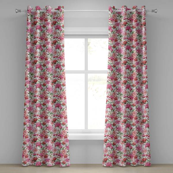 

Занавеска с люверсами Abakuhaus Pinke Rosen 2 шт, 280x225x0,5 см цвет weiß rosa rot