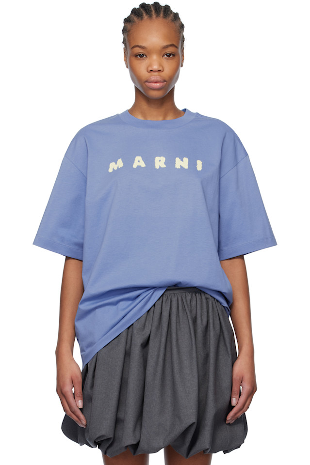 

Футболка с логотипом в стиле скетча Marni, синий